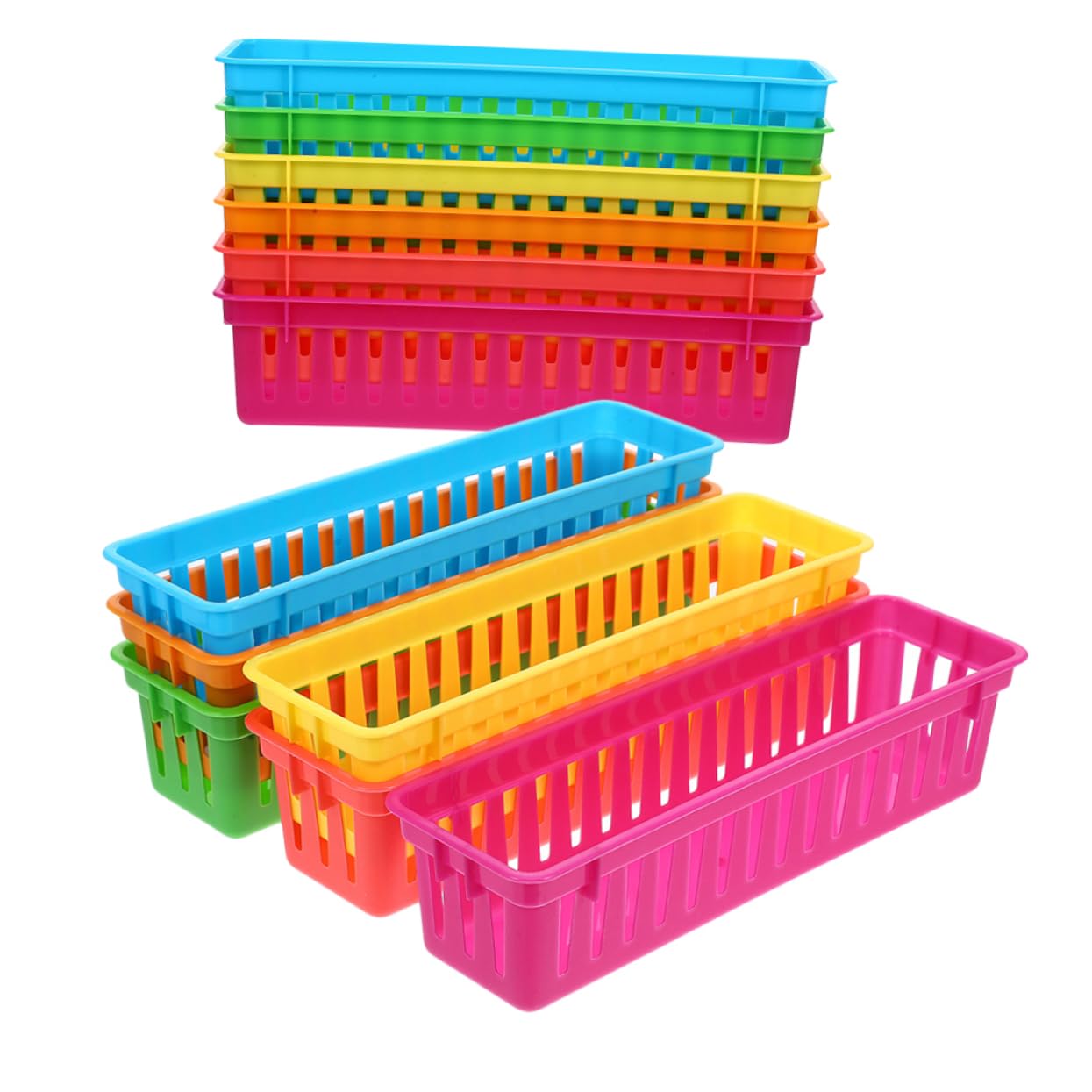 Tofficu 24piezas Cestas De Almacenamiento De Plástico Coloridas Para Lápices y Material Escolar Organizador Apilable De Para y Profesores