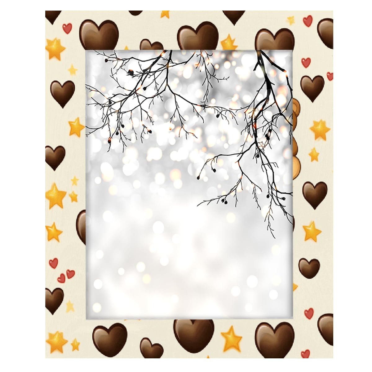 Bilderrahmen mit Bärenherz und Stern, Holz-Foto-Showcaser, Heimdekoration, Fotocollage-Rahmen für Wand und Schreibtisch, 27,9 x 35,6 cm
