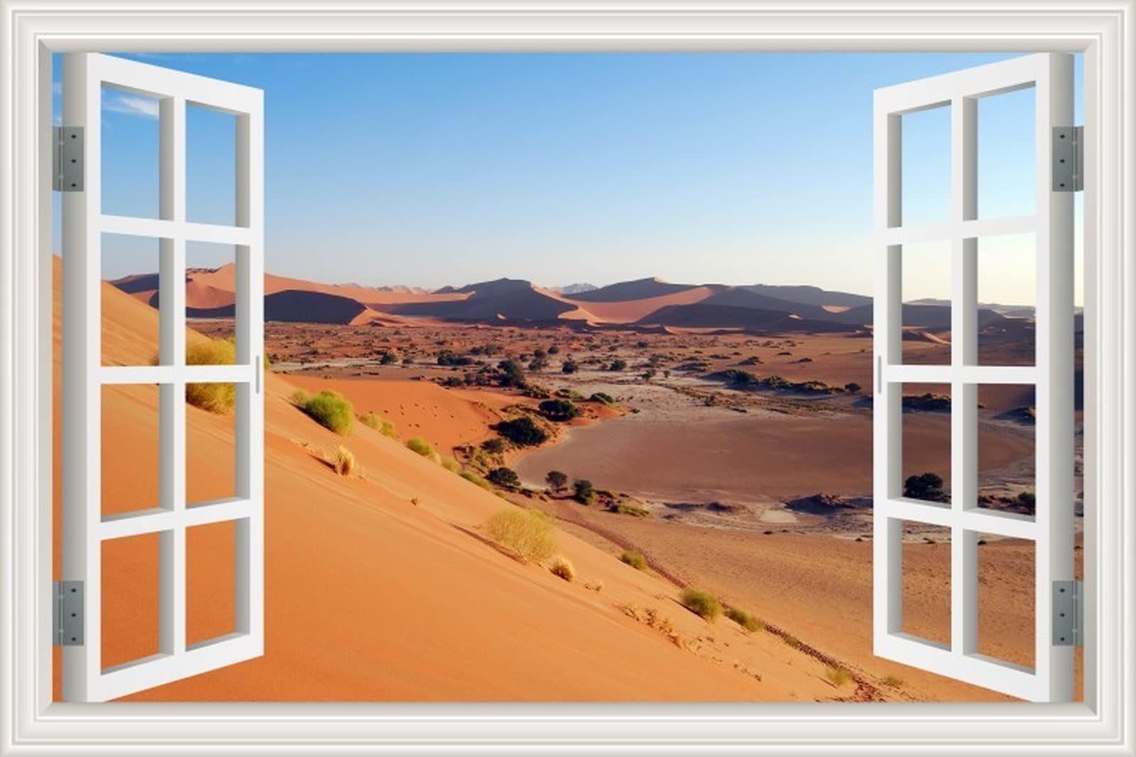 MUMUWUSG Etiqueta De La Pared Del Vinilo 3D Cielo Naturaleza Desierto Paisaje Papel Tapiz Fotográfico 3D Ventana ​Murales Sala De Estar Papel De Pared De Fondo 3D Decoración De Pared Sal 90X60Cm