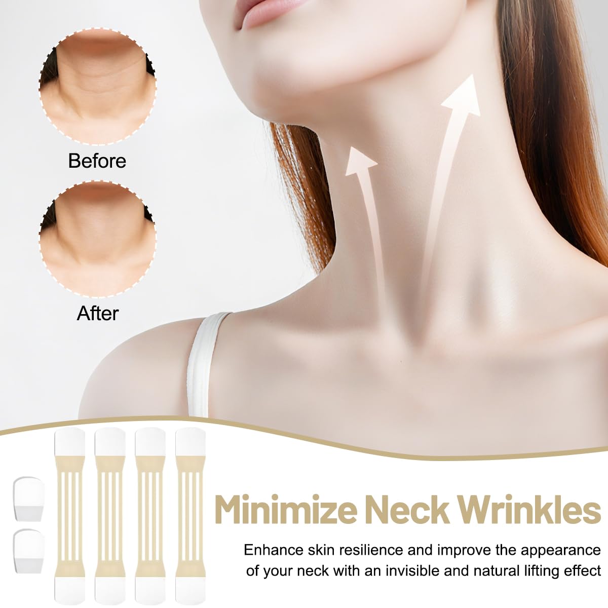 Face Lift Tape invisible con 8 bandas y 40 parches para levantamiento de rostro y cuello. Bandas de levantamiento instantáneo para doble mentón, parche para el cuello, lifting coreano