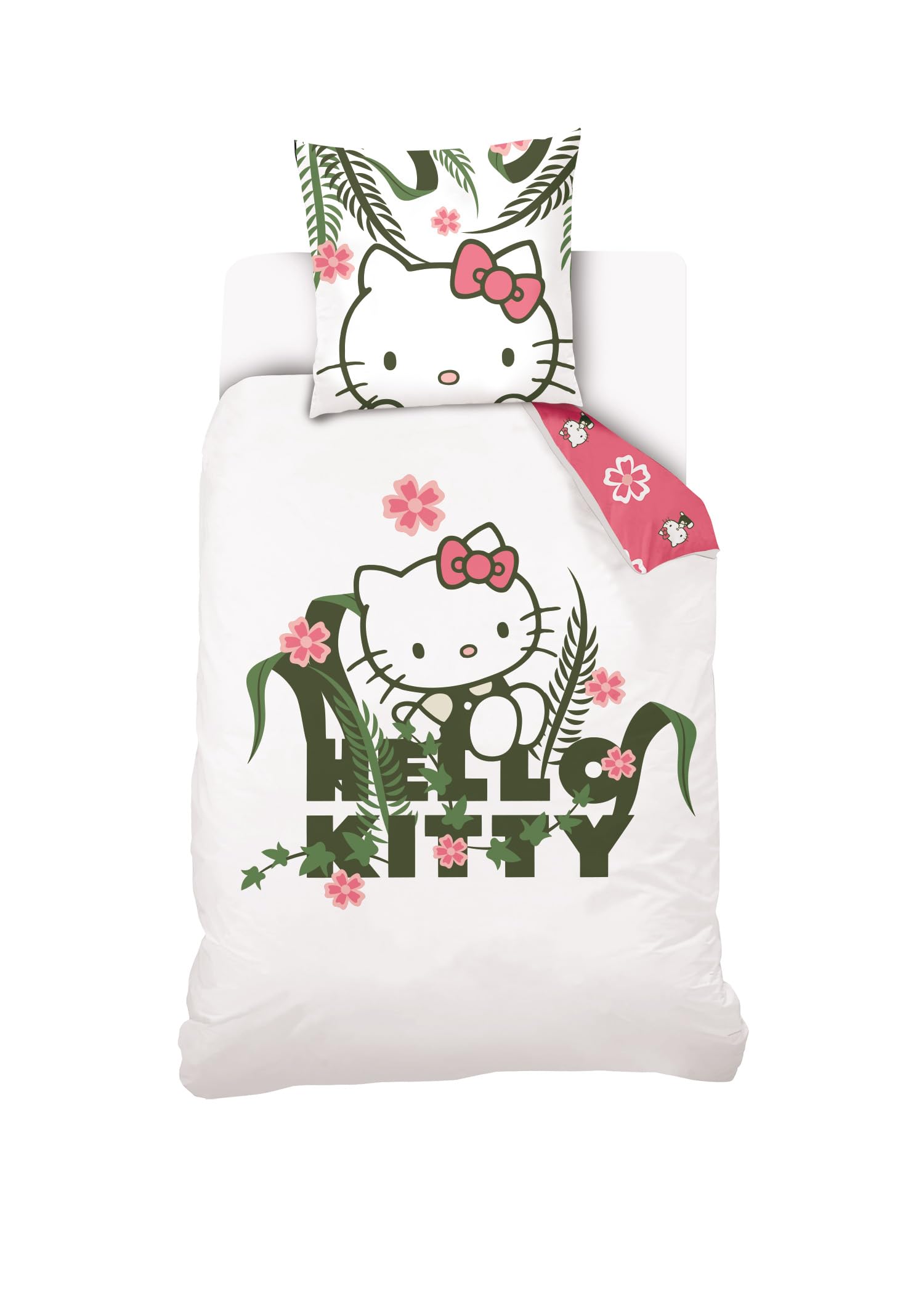 SAHINLER créateur d'univers Hello Kitty Hello Kitty Duvet Cover 140 x 200 cm + 1 Pillowcase 63 x 63 cm - 100% Cotton - White