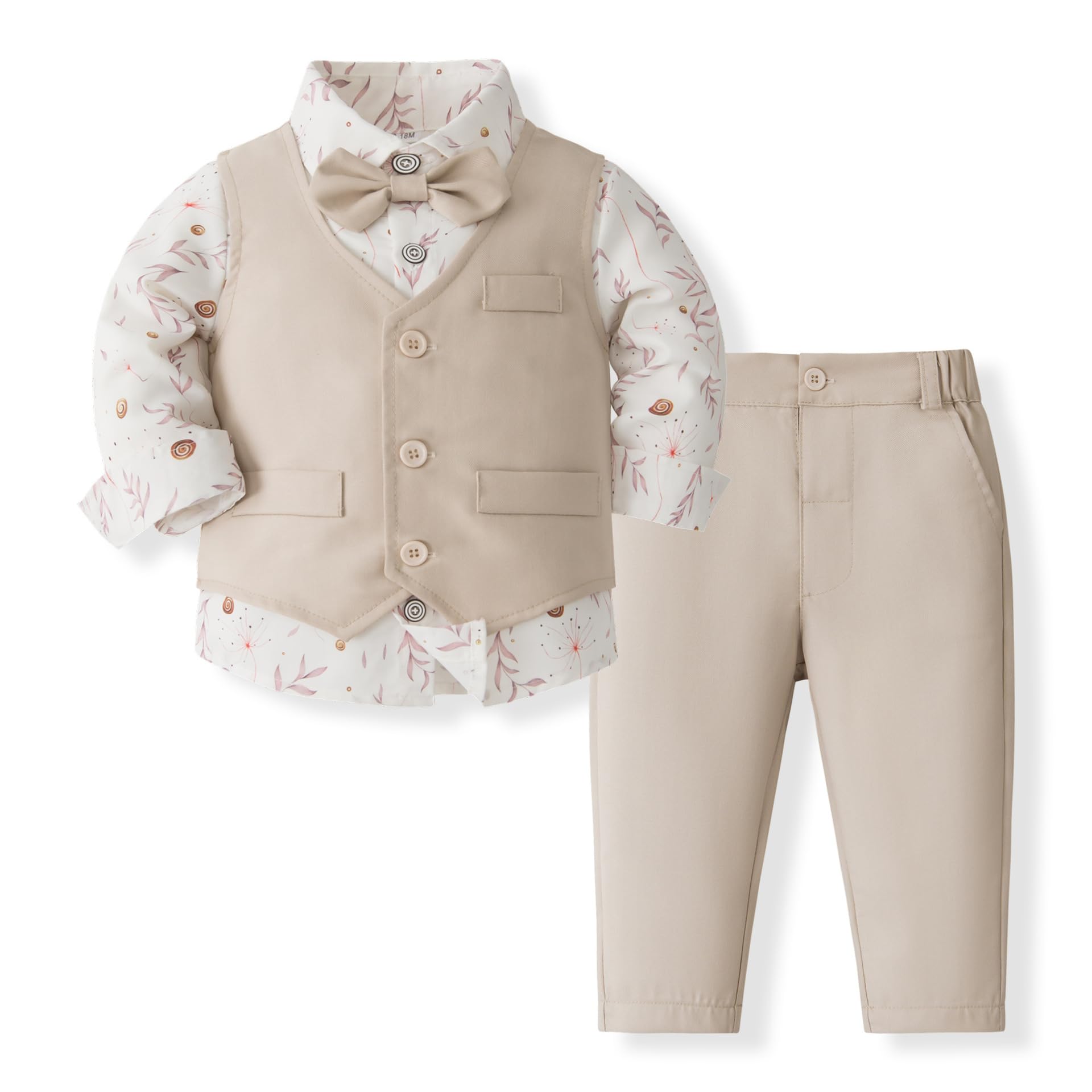 Volunboy Baby Boys Gentleman Suit, Toddler Formal Waistcoat Outfit Wedding Shirts + Vest +Bow Tie 4 PCS Set — view 26