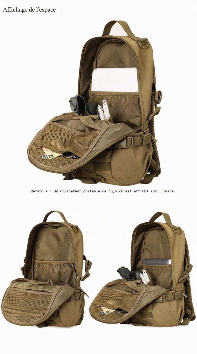 Sac à dos tactique MOLLE - Sac d'école militaire - Sac à dos étanche - Sac à dos de trekking - Sac à dos pour sports de plein air, fitness, randonnée