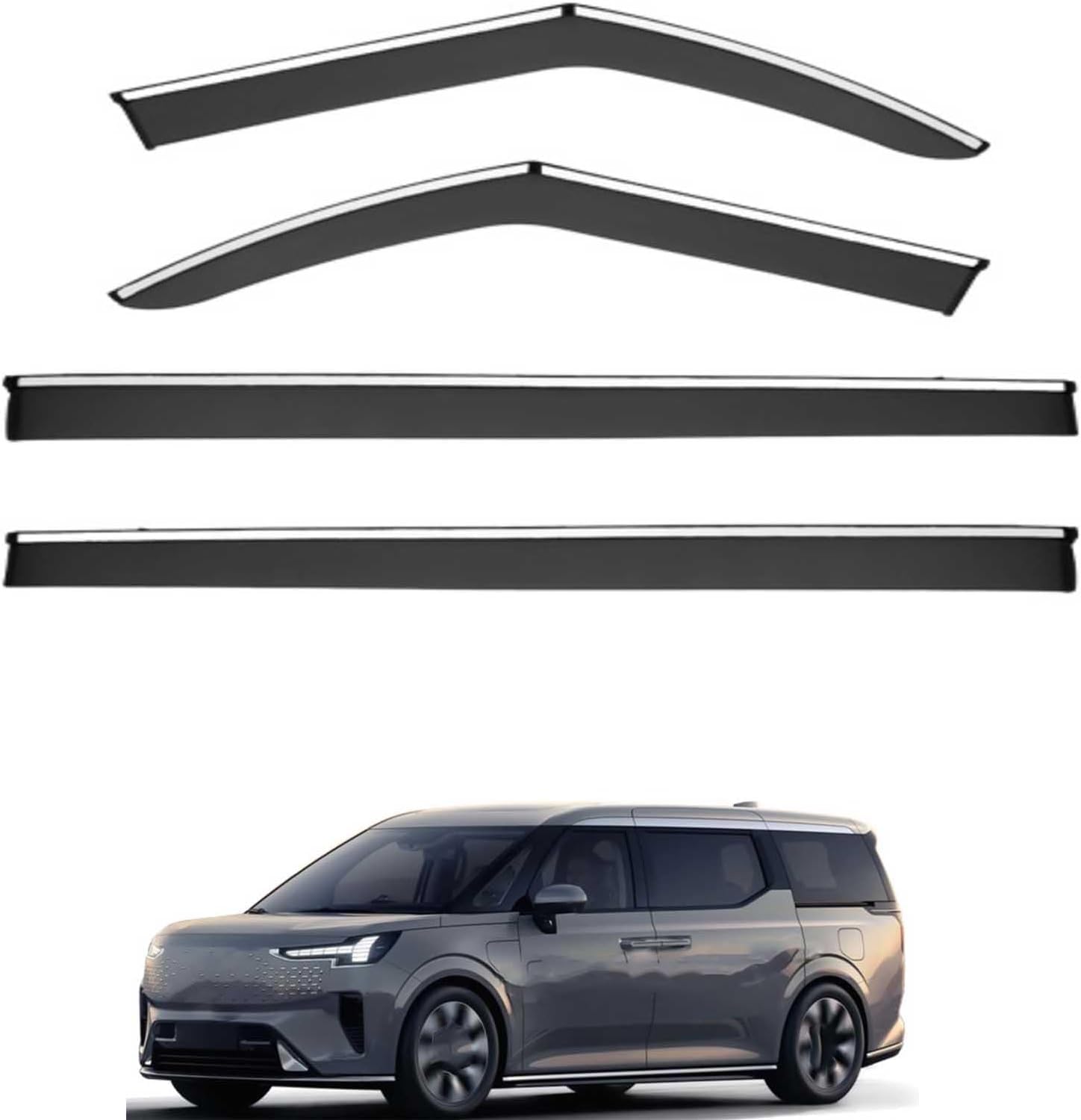 Acwyahso Normal Rain Guards Wind Deflectors For Volvo Em90 Mk1 2024-2026, 4Pcs Vent Visors, Allows Fresh Air & Keeps Rain Out, No-Drill Install