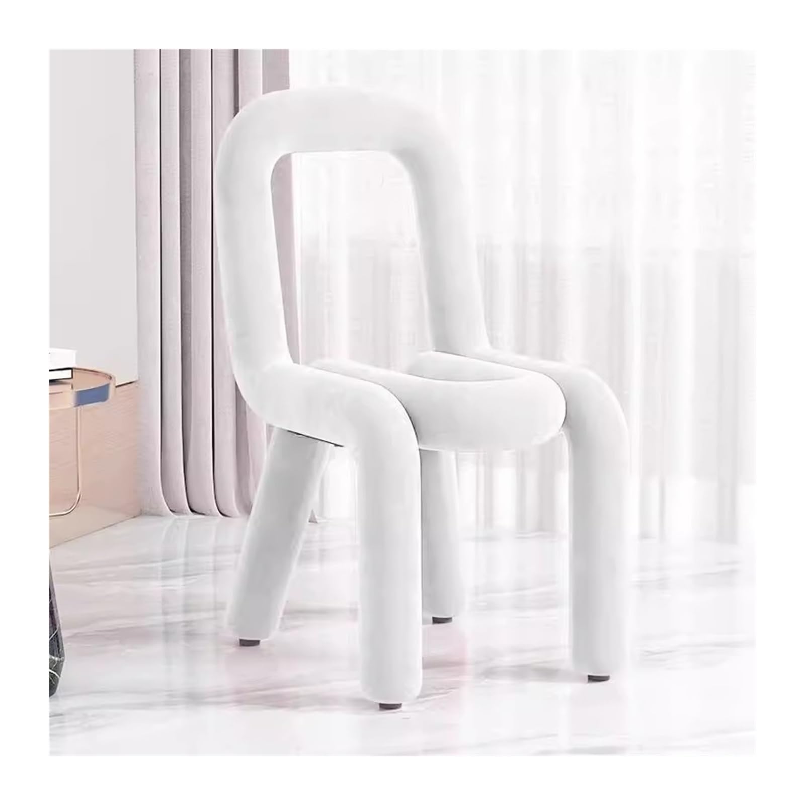 PHLEPS Shaped Vanity Stool, Upholstered Backless Pouf Makeup Stool Creative Dressing Table Stool Household Balcony Leisure Chairs for Makeup Room Or Living Room, Bedroom (Color : White, Size : 61x37
