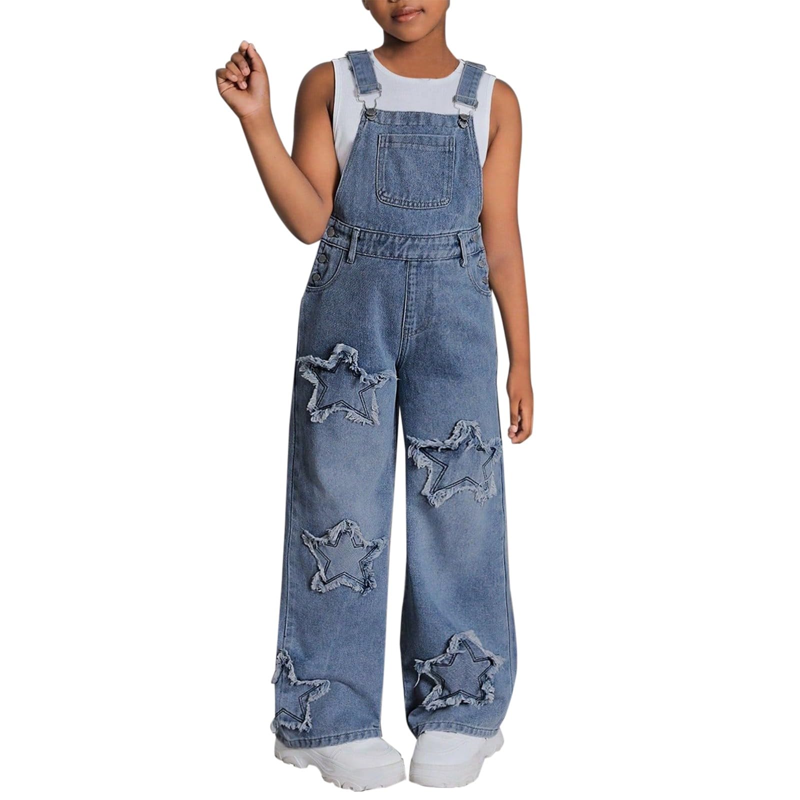 Jumpsuit Mädchen Ärmellose Latzhose Kinder Verstellbare Träger Einfarbig Overall Teenager Coole Lässige Lang Hose Arbeitshose Latzhosen Outdoor Overall Kinder Jungen