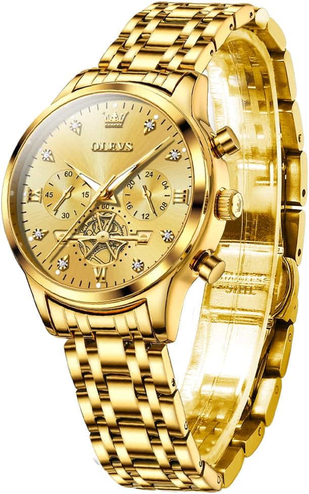 OLEVS Women Watches Luxury Diamond Wrist Watches for Women Gold and Silver Stainless Steel Waterproof with Date Quartz Ladies Watch
