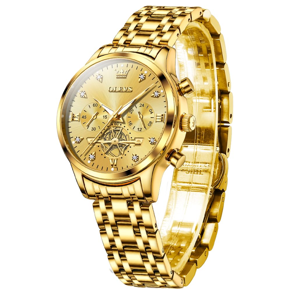 OLEVSWomen Watches Luxury Diamond Wrist Watches for Women Gold and Silver Stainless Steel Waterproof with Date Quartz Ladies Watch