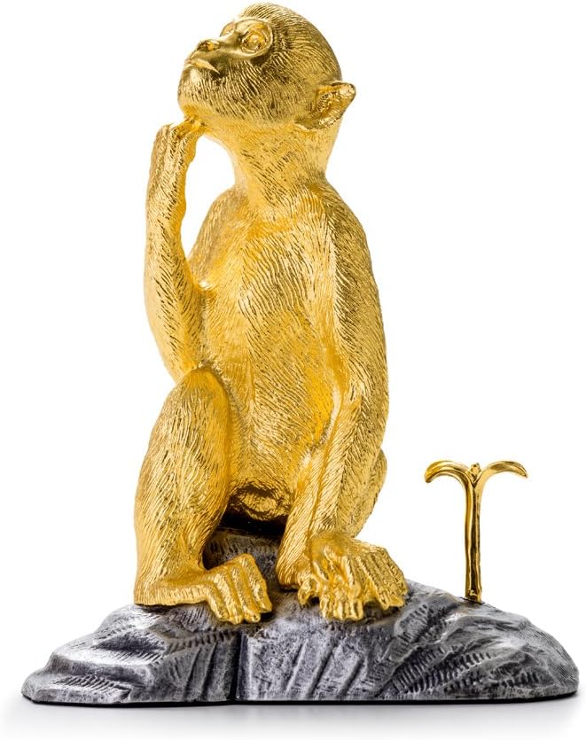 24K Gold Plated Monkey Sculpture - Optimism with Pewter Base