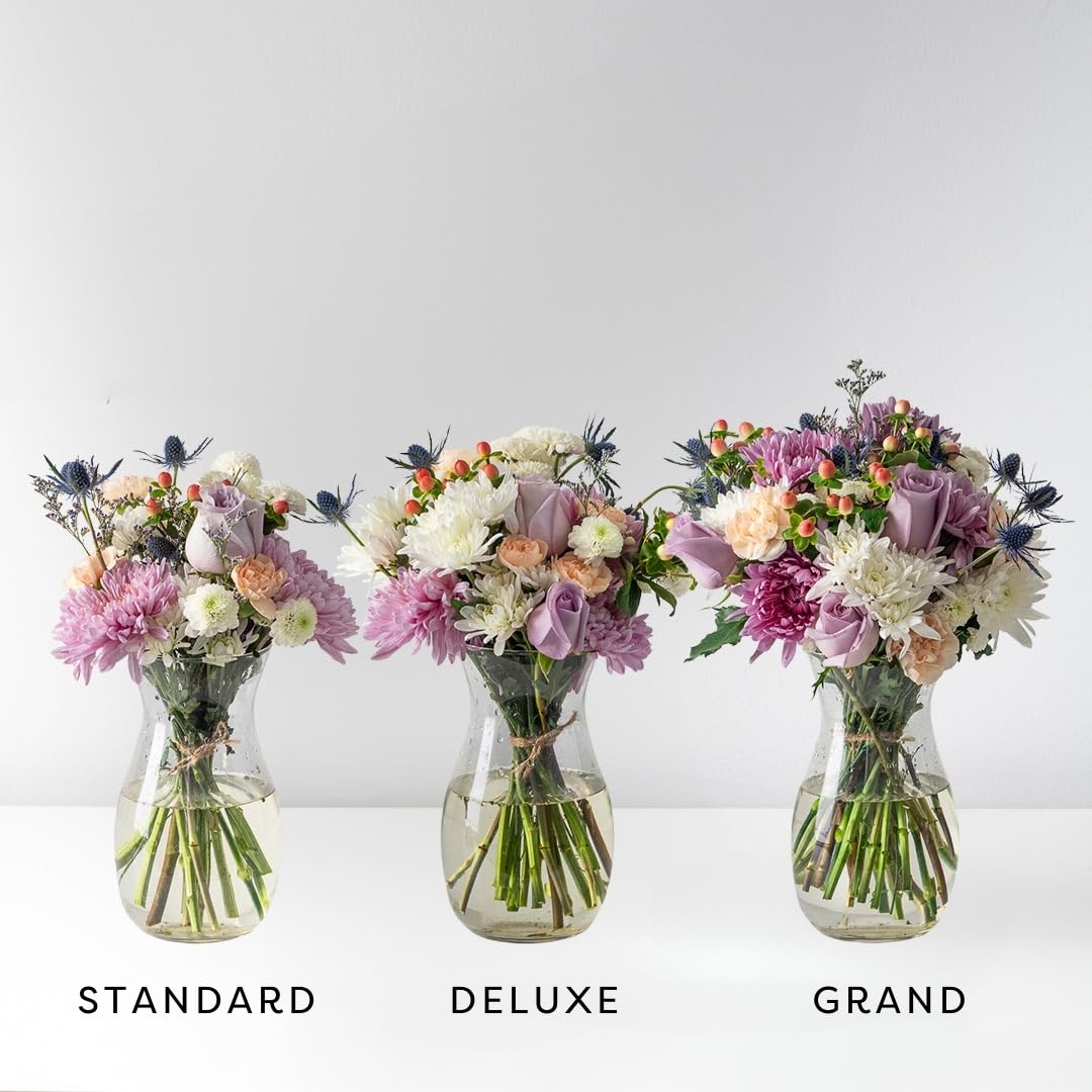 Callia Flowers - Soft Pastel Fresh Flower Bouquet (Deluxe Size) - Hand-Tied Fresh Cut with Vase, Fresh Flowers Delivery for Birthday, Sympathy, Get Well-Floral Arrangements with Local Delivery - 4