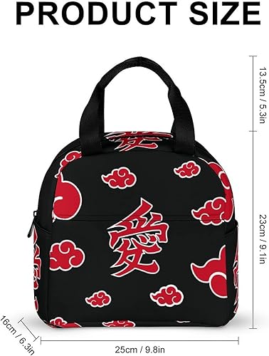 Miniatura 2 de HINSUM-GLASNG Bolsa de almuerzo con aislamiento de anime Love Cloud para mujeres, adultos, oficina, escuela, picnic, color rojo