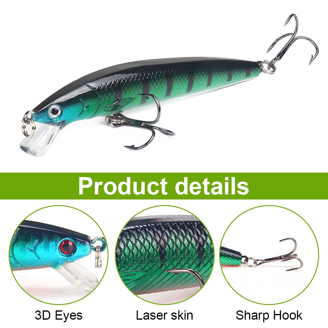 Esche Artificiali Da Pesca 3D - 4 Pezzi Con Occhi Realistici E Ganci Affilati, Per Trota, Luccio E Acqua Salata