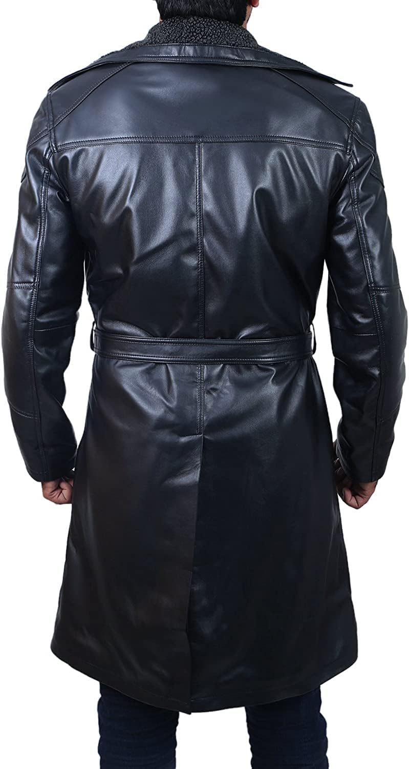 Real Lambskin Sherpa Mens Black Leather Jacket-Mens Winter Coats Jackets For Men-Leather Men Turlock Shearling-Mens, USC-LONGTRENCHCT, 3X-Large