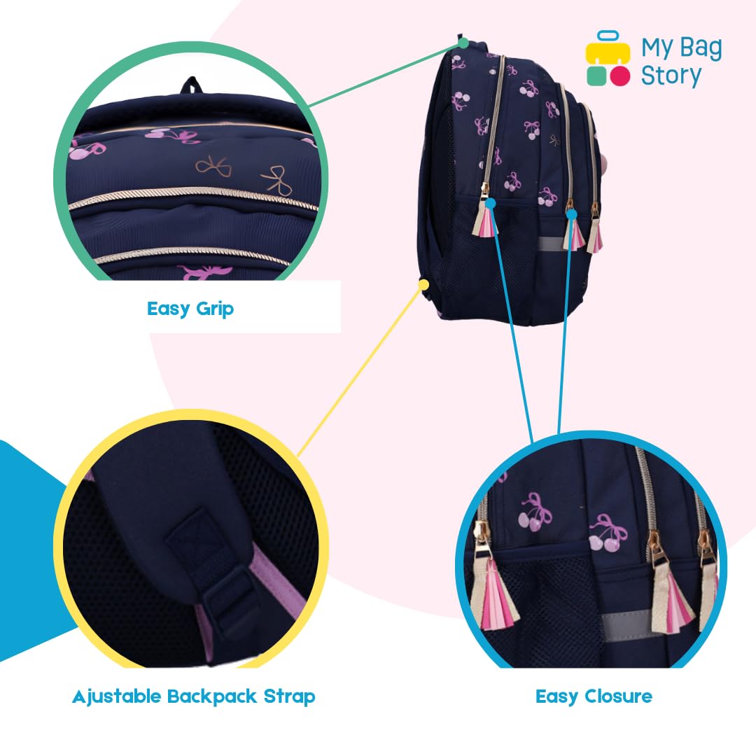 mybagstory | Sac à Dos | Motif Cerises | Bleu 44cm