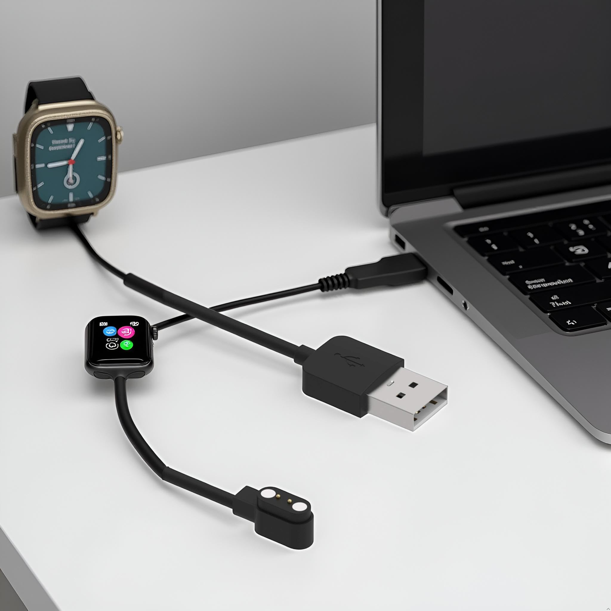 Negro compatible con cargador de reloj inteligente Da Fit, cable de carga USB de repuesto de 3.3 pies para reloj inteligente, reloj inteligente, cables de repuesto y cargadores, teléfonos celulares y