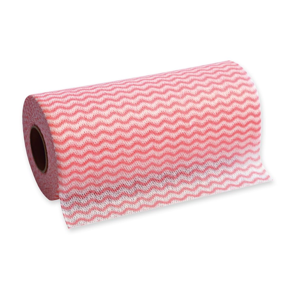 12 Stück Hygoclean Spültücher | Viskose/Polyester, Rolle, Karton, rot-weiß, L: 20cm, B: 40cm, Abrisse: 50, Einweg Putztücher, Spültücher, Reinigungstücher