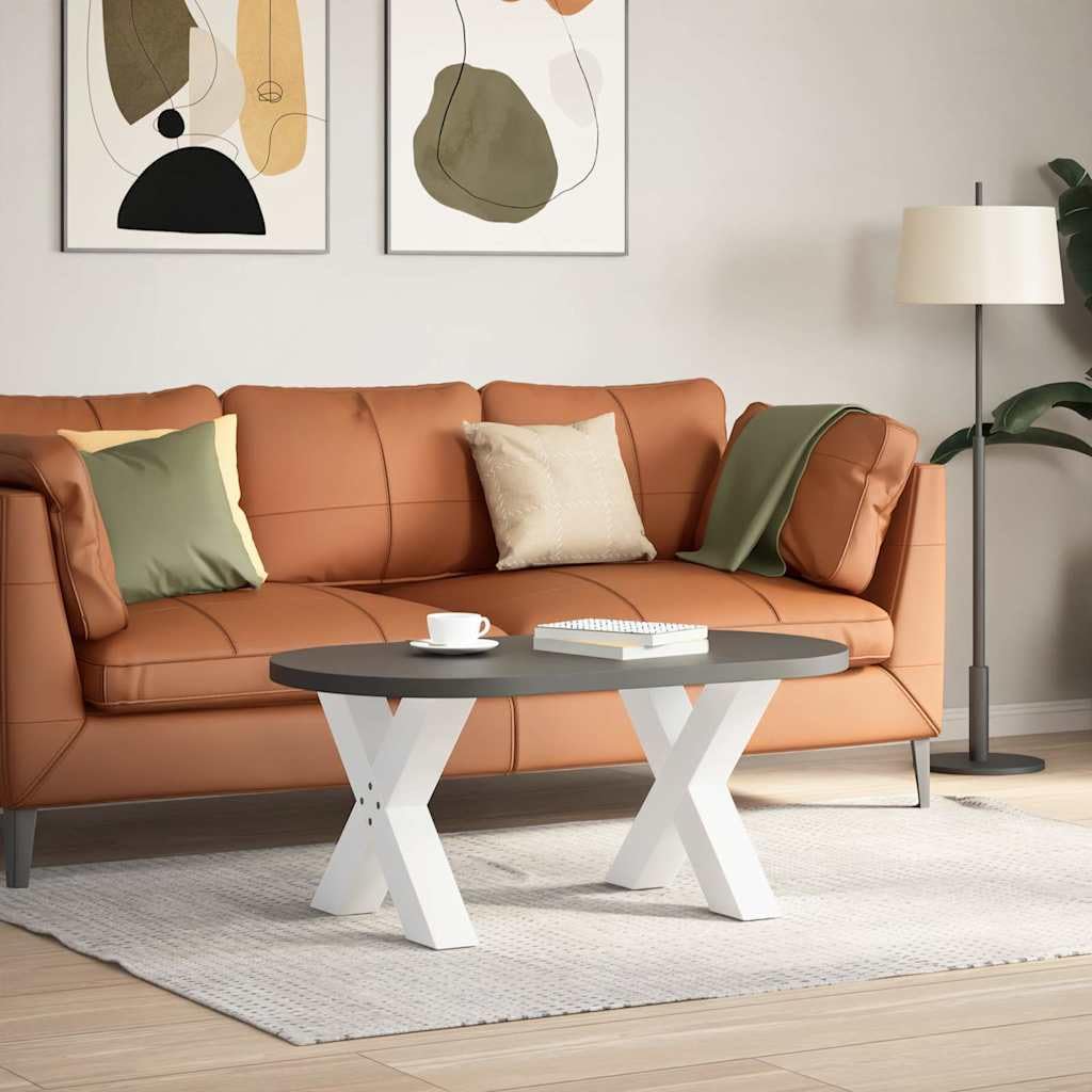 Gambe per tavolino a forma di X, 2 pezzi, bianco, 50 cm, acciaio