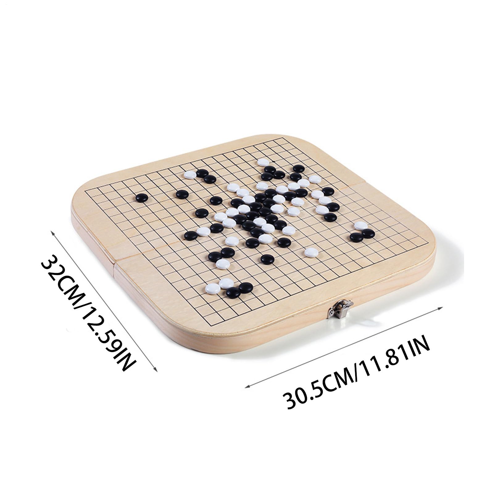 Ensemble De Jeu Go - Bois Durable, Pliable 32x30,5x2cm | Jeu De Société Gomoku, Dames en Bois, Logique Et Stratégie, Divertissement Familial, Coffret Rangement Pratique pour Et Adultes
