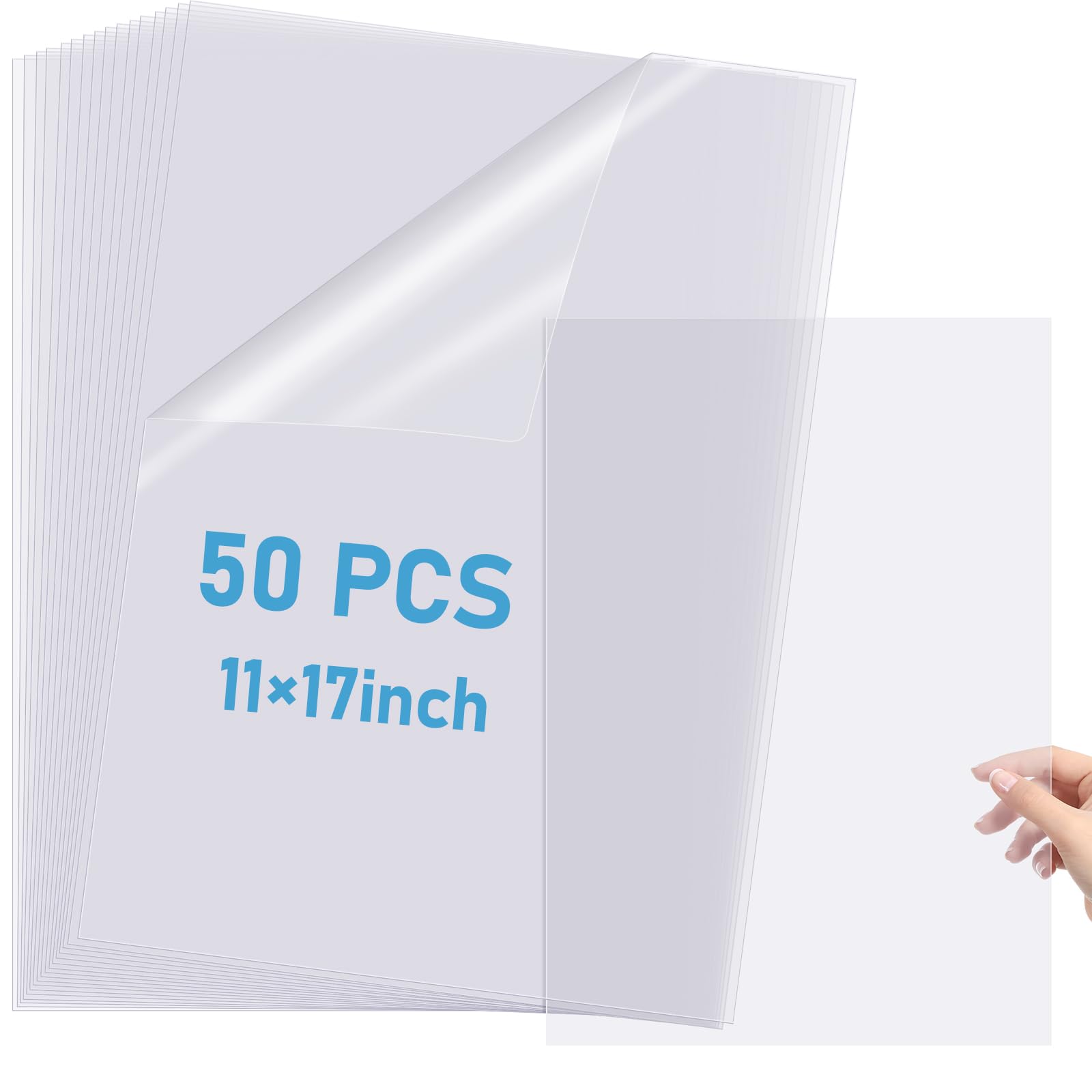 Timgle 11 x 17 Inch Waterproof Inkjet Transparency Film 50 Sheets Transparency Paper Sheets for Silk Screen Printing Transparent Printer Paper for