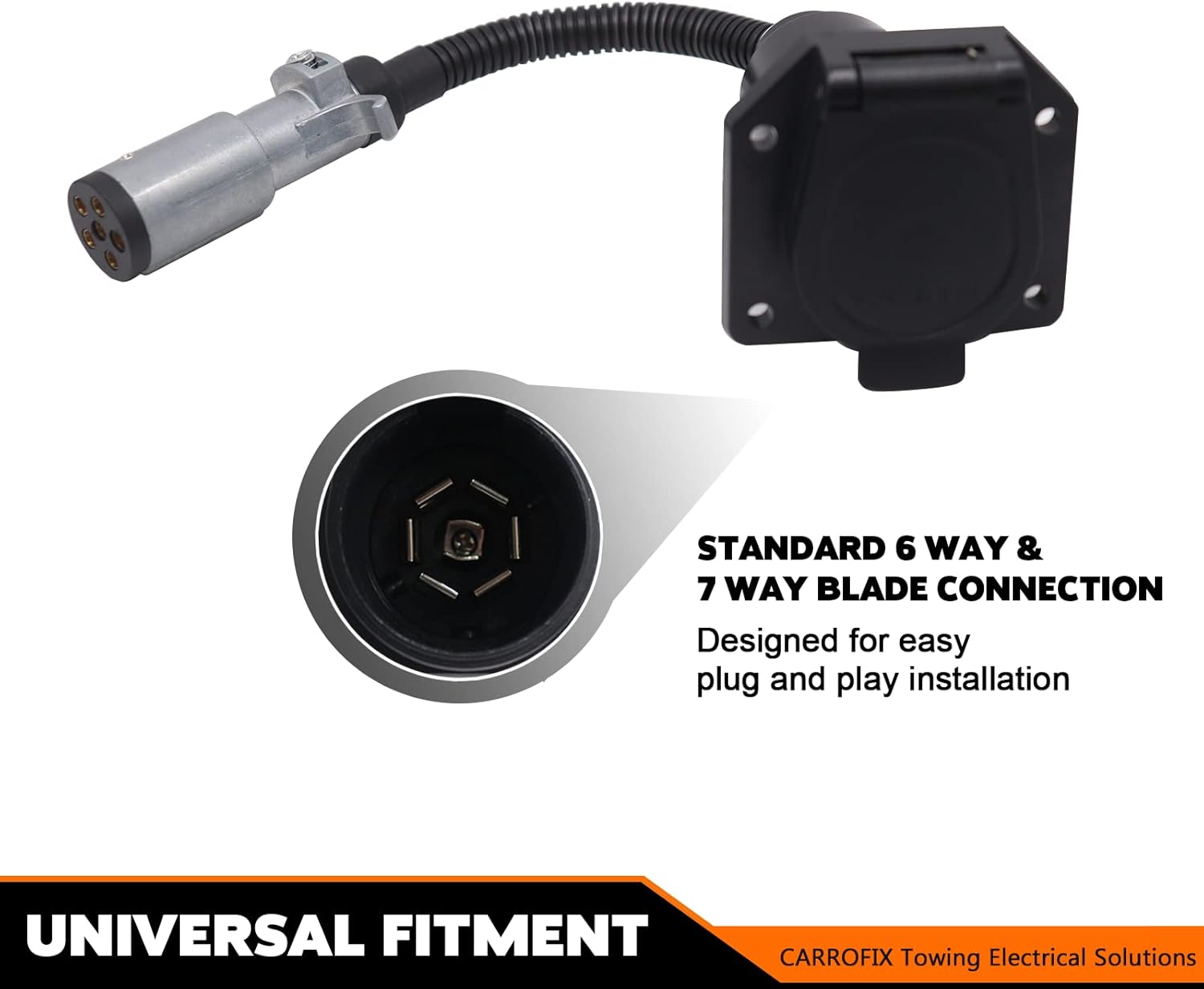 4 Way Flat to 6 Pole Connector and 6 Pole to 7 Way Trailer Connector Bundle