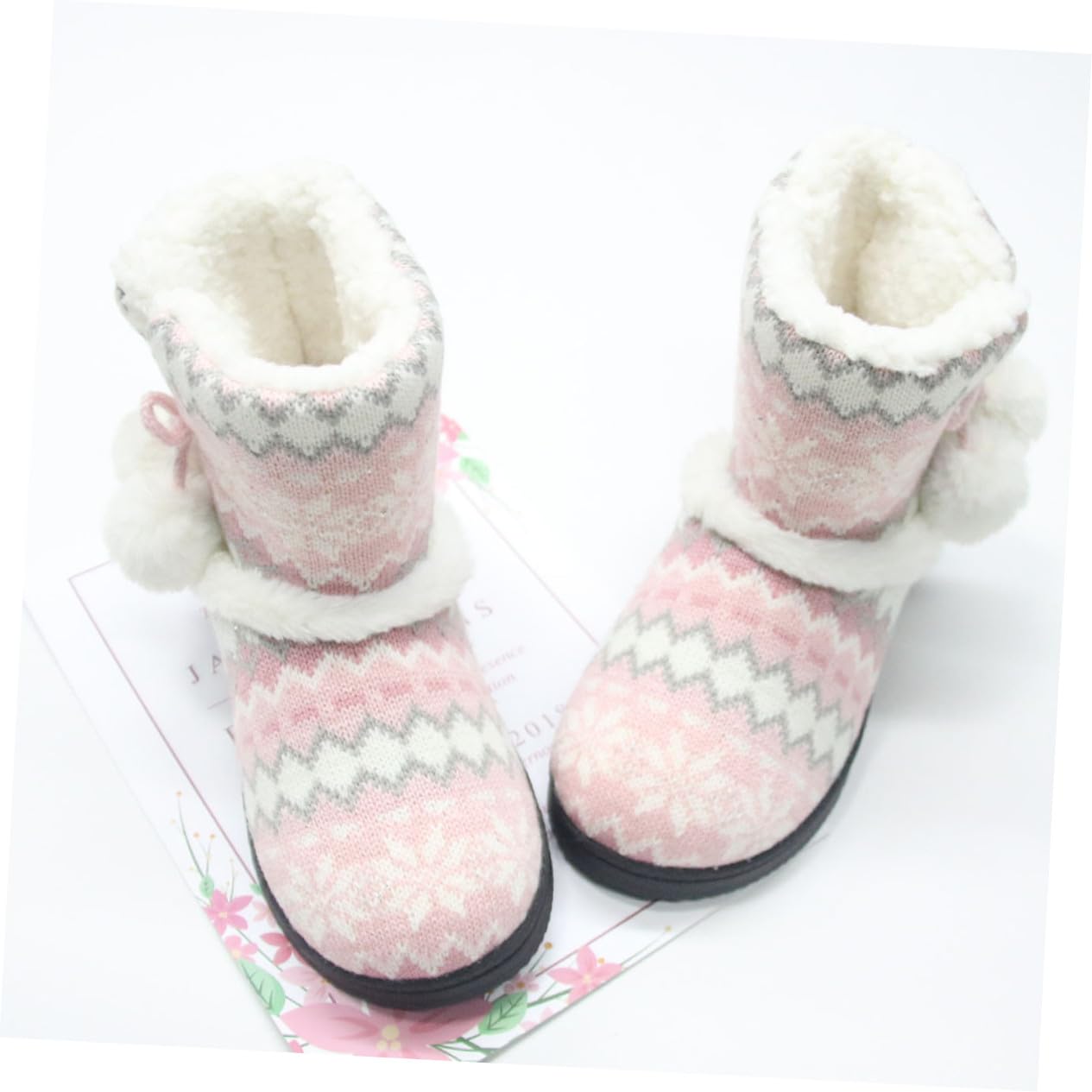 NOLITOY Zapatillas de Casa para Mujer con Gruesa Antideslizante Algodón Cálido Interior de Felpa para Invierno Pantuflas Rosas Cómodas y Resistentes para Uso Interior