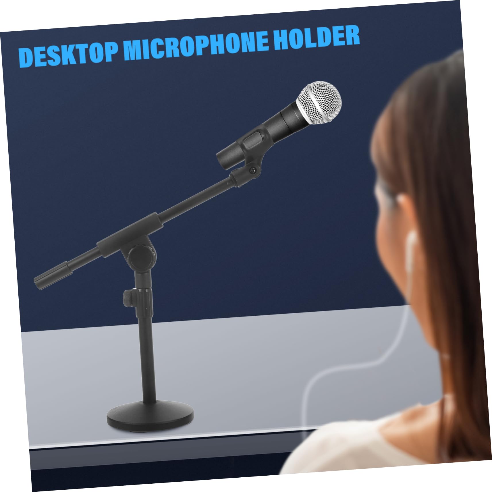 SUPVOX e Base Rotonda Pesante per Microfono da Tavolo in Ferro Design Compatto con Braccio Regolabile per Studio e Registrazioni Professionali