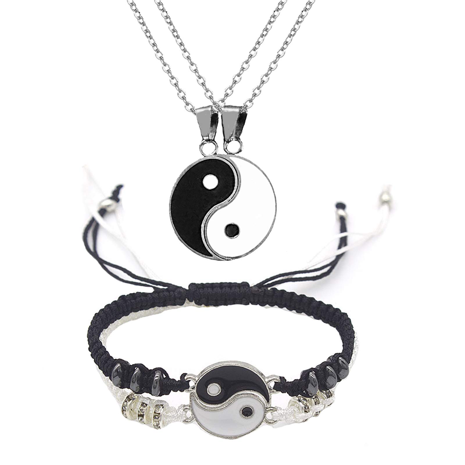 Frodete Stainless Steel Best Friend Bracelets for 2 Matching Yin Yang Adjustable Cord Bracelet for Bff Friendship Relationship Boyfriend Girlfriend Couple Gifts, other (B0921F3F4G) Amazon Price History, Amazon Price Tracker