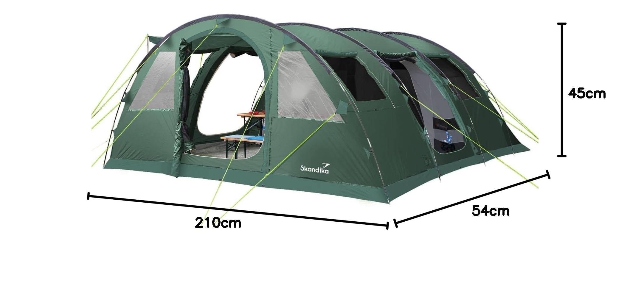 Skandika Tente Tunnel Gotland 6 Protect | Tente familiale pour 6 Personnes avec Sol Cousu, avec/sans Technologie Sleeper, étanche, Cabine Divisible | Tente de Camping