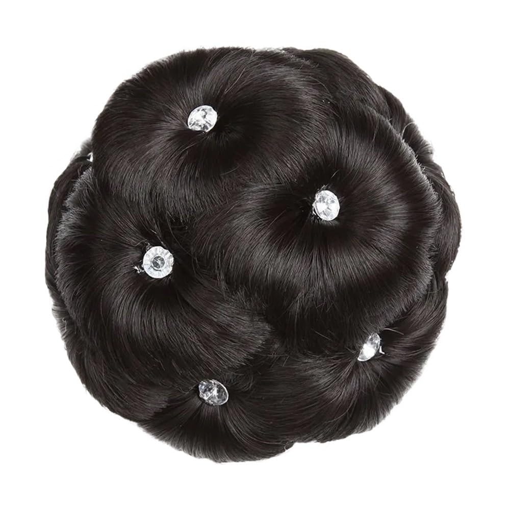 QRSTUVXZY Synthetic Clip-on Bun Hair and Easy To Take Care Of For Women's Ponytail Hair Extensions Chignon Wig(4B)