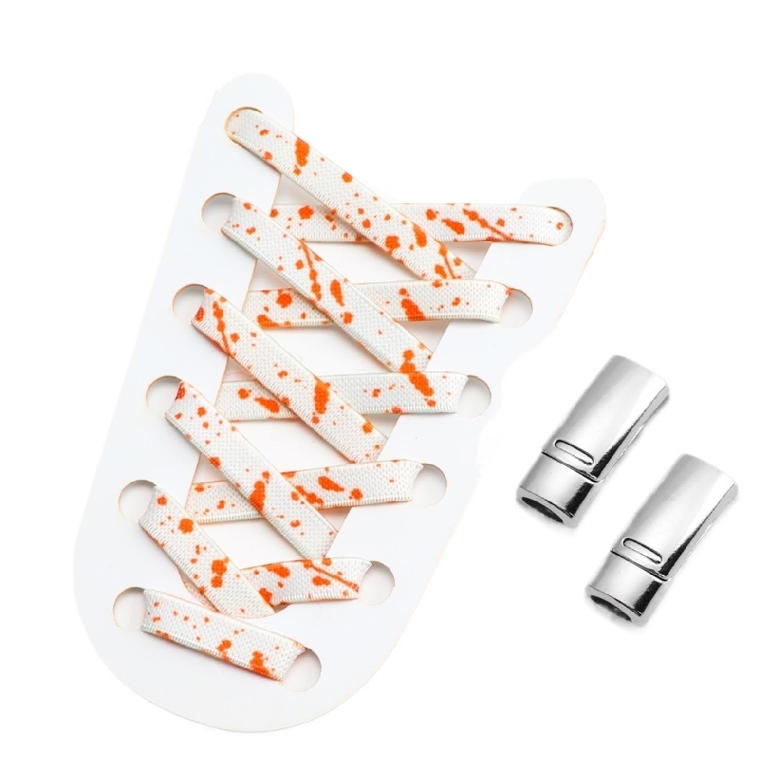 GPDNBIEU Shoelaces, Laces No Tie Sneakers Children Flat Lace Woman Colorful Splash Ink Shoestrings(White Orange)