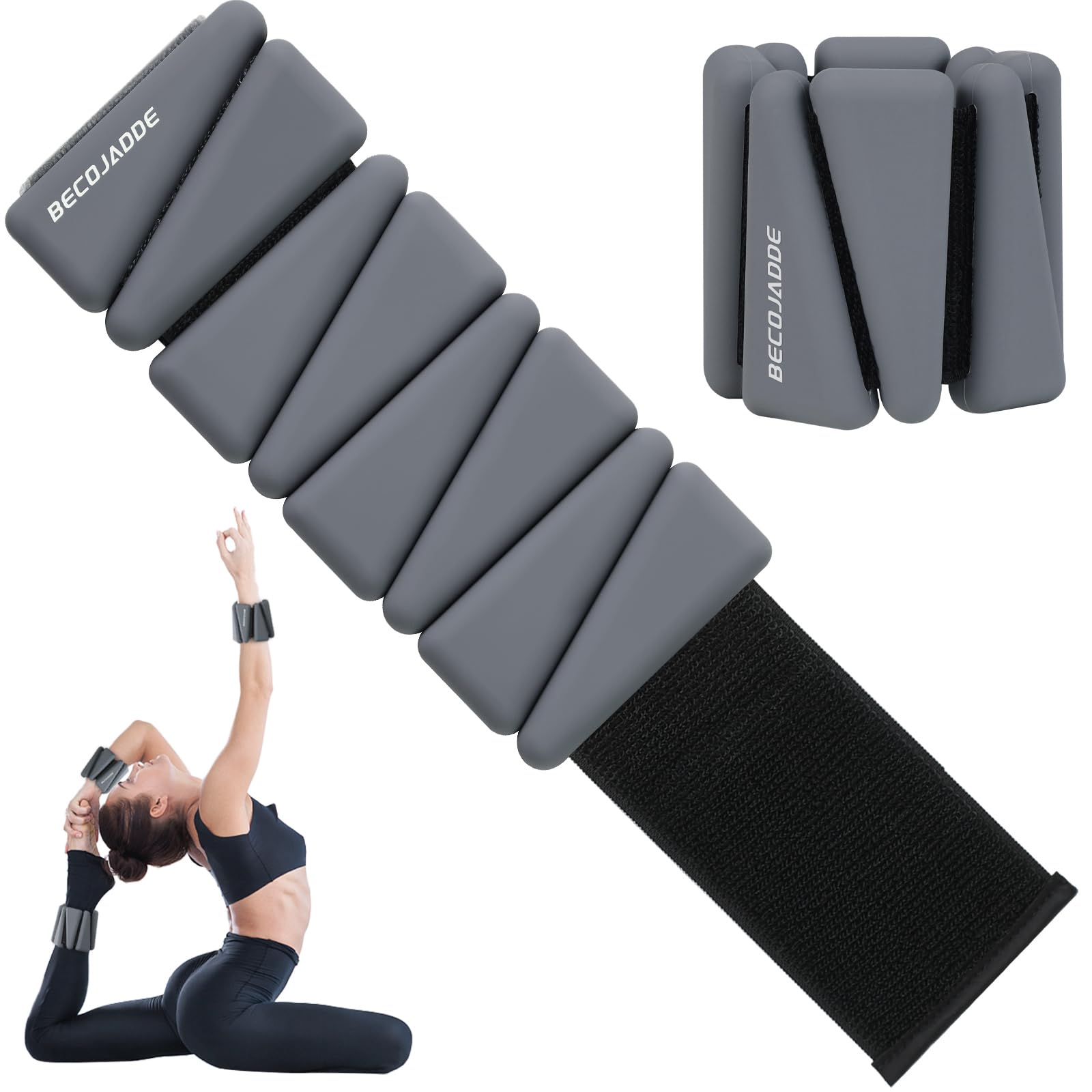 BECOJADDE Ankle Weights Set of 2 (1 lb/2 lb/3 lb Each) Adjustable Wrist Weights for Women Men Wearable Arm Leg Weight for Pilates, Running, Walking, Workout, Yoga
