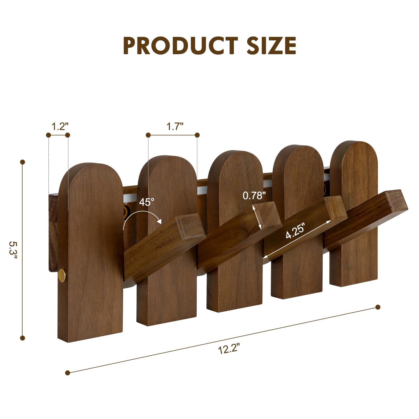 Jotsport Perchero de pared de madera de nogal con ganchos para colgar en la pared, para pasillo, baño, toallero de madera para decoración de pared