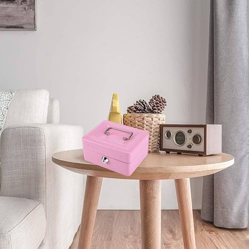 Miniatura 3 de Caja de seguridad con cerradura de llave, portátil, de acero ignífugo, impermeable, organizador de bloqueo de seguridad con pequeña combinación