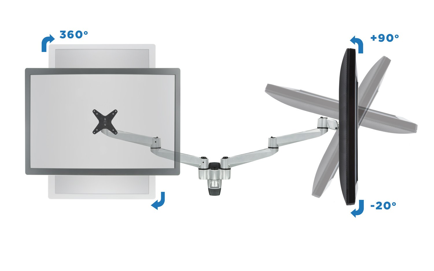 MountIt! Brazos de montaje en pared modulares de doble monitor | Inclinación giratoria VESA montaje en pared | Se adapta a pantallas de computadora 13 15 17 19 21.5 24 27 pulgadas con patrones VESA