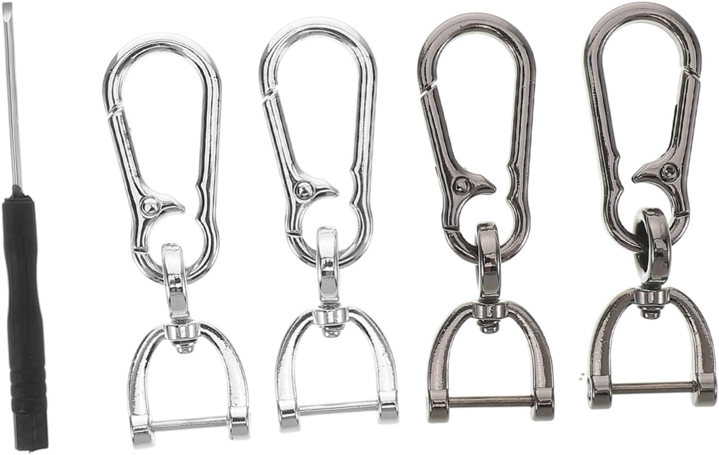 SUPVOX 4pcs Zinc Carabiner Clips with Quick Release Snap Hook Detachable Key Ring for Men Women Anti Lost D Ring Key Fob Holder Stylish Keychain Accessories and Bright