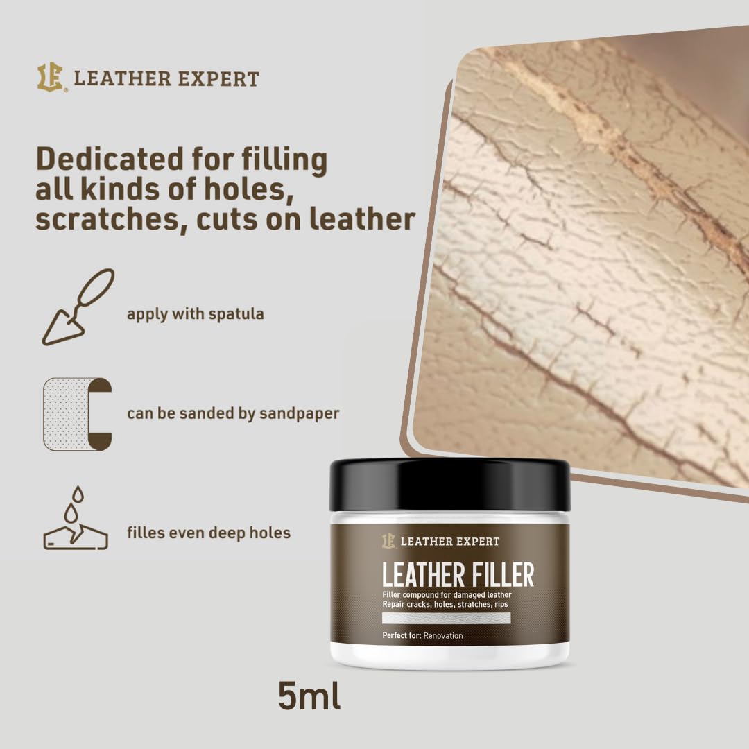 Kit di cura e riparazione per volante in pelle Leather Expert - Nero - Ripristina volante in pelle danneggiato - Mantieni il colore del cuoio - Auto, sedile, divano, giacca