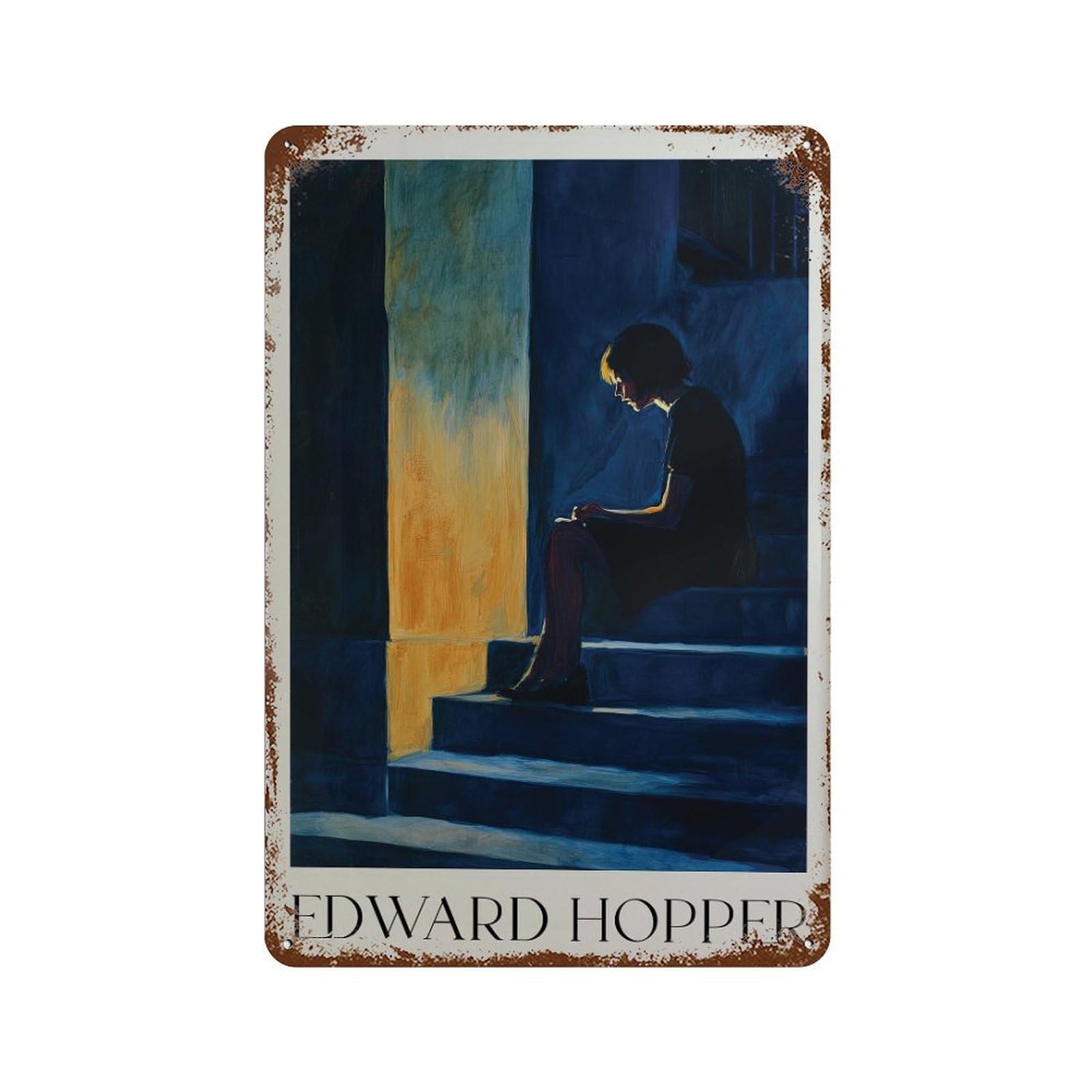 xiaoxiaoshen Edward Hopper Mid Century Modern. American Realism Painting. Wall Decor Art Metal Tin Poster Modern Home Decor Art Home Bar Shop Decorations Vintage Sign 30x20cm