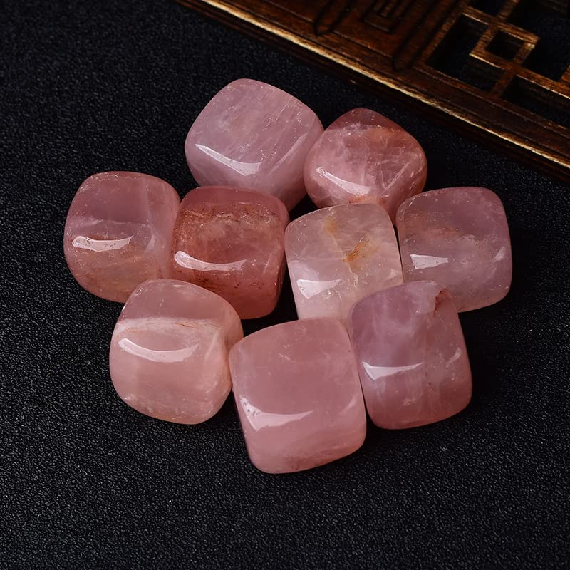 10 Pezzi Lucido Cubo Naturale Pietra Burattata Ghiaia Pietre di Cristallo Quadrate Acquario Decorazione Gemma da Giardino Raccolta domiciliare (Color : Rose Quartz)