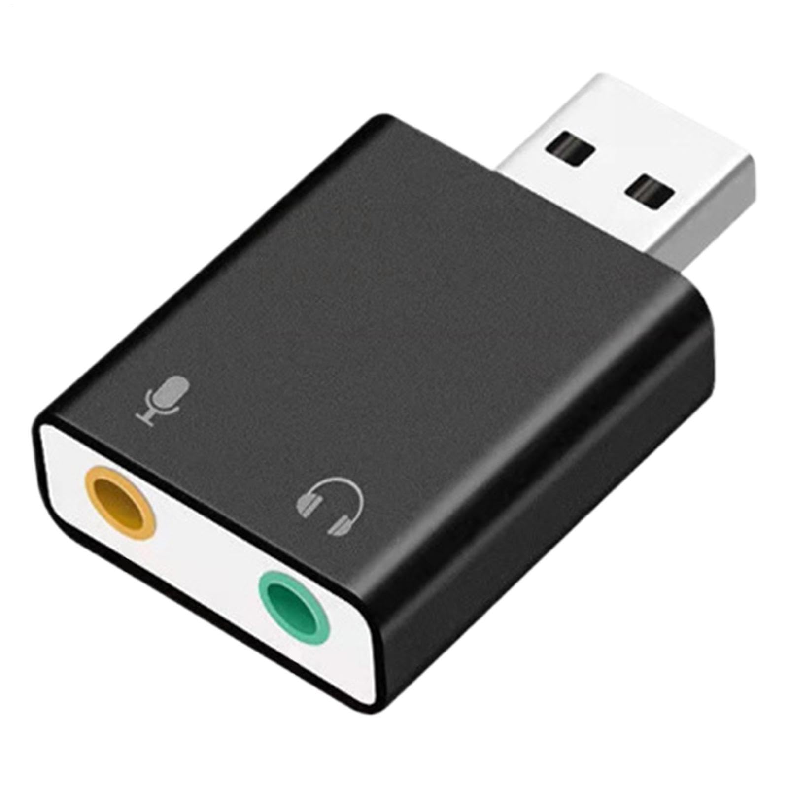 Scheda audio USB – Adattatore audio da 3,5 mm | Convertitore stereo esterno Plug Play, interfaccia in lega di alluminio, jack per microfono per cuffie, compatibile con computer portatile desktop