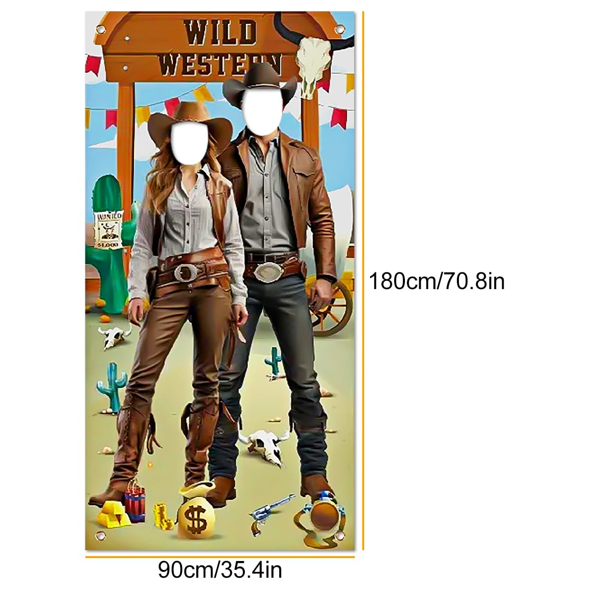 Thyonta Cowboy Party Photo Decoration Banner Western-Themed Game Face Cutout Banner Fun Outdoor Photo Prop Parties Reusable Stylish On-Theme for Cowboy Events - Image 2