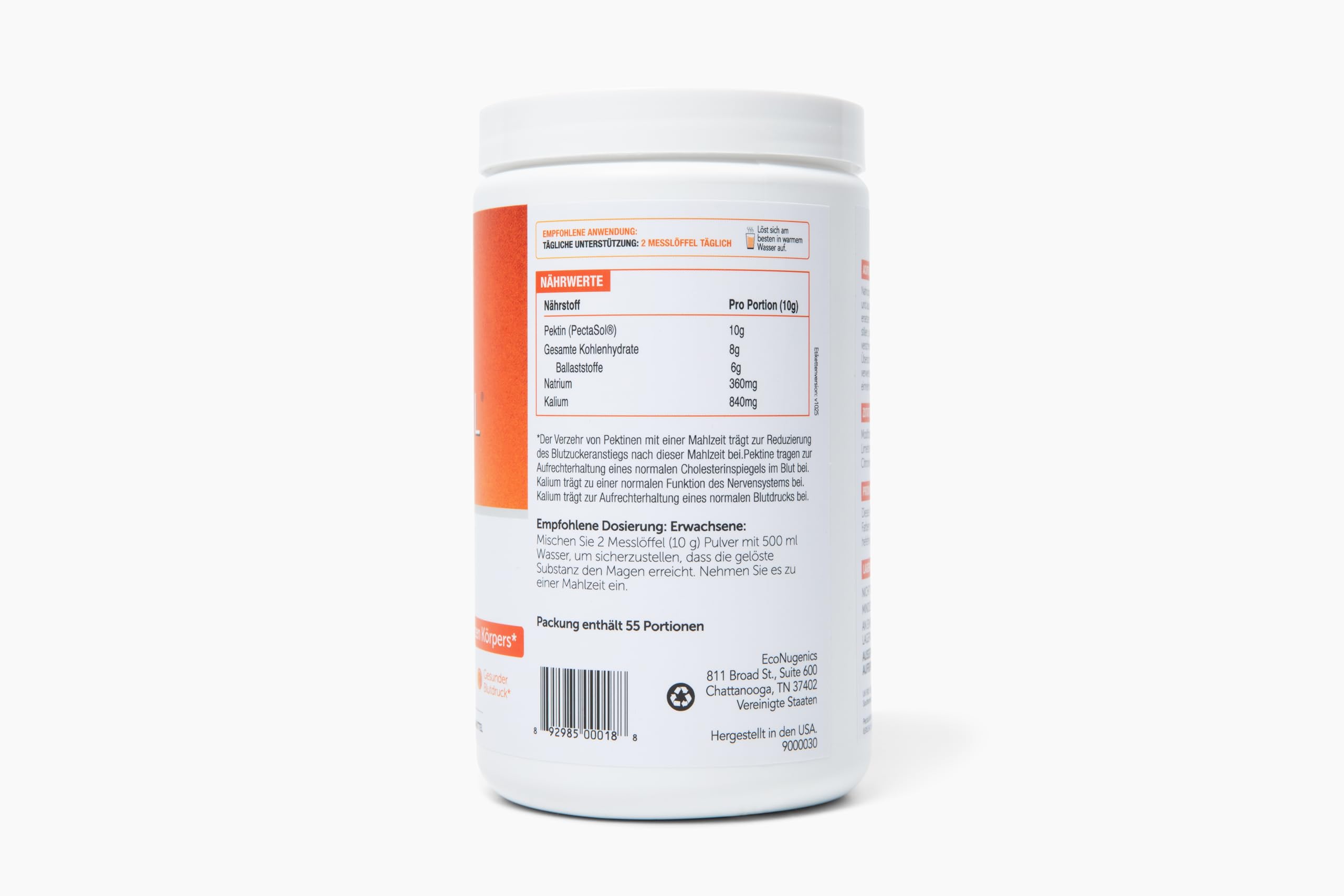 EcoNugenics PectaSol modifiziertes Citruspektin für die Ganzkörpergesundheit & optimales Altern – täglicher Supernährstoff für leistungsstarke Zellen - 551 g Pulver mit Limettengeschmack