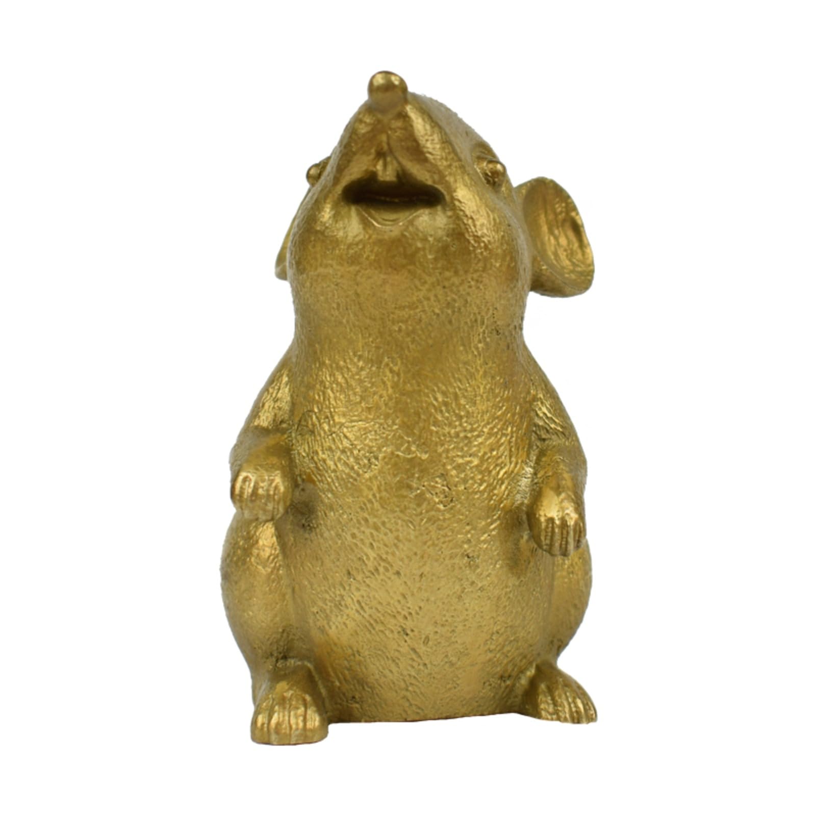 NGDFGR Brass Feng Shui Fortune Zodiac Rat Miniature Statue,Cute Animal Mice Mouse Sculpture Desktop Bookshelf Decor Accessories Study Paperweight,Standing Mous