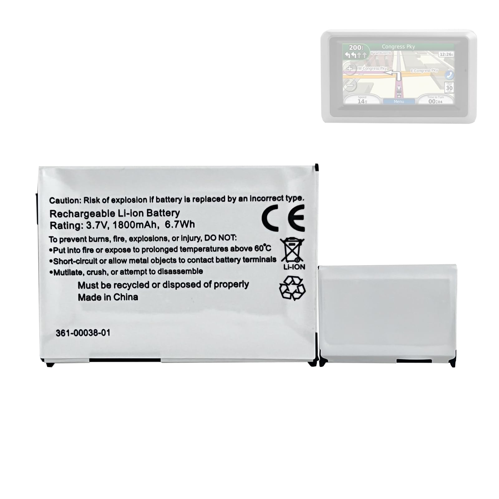 Ersatzakku Batterie 010-11143-00 361-00038-01 kompatibel mit Gar-min Zumo 660, 650, 600, 220 / Aera 560, 550, 510, 500 / SafeNav Navigation Device