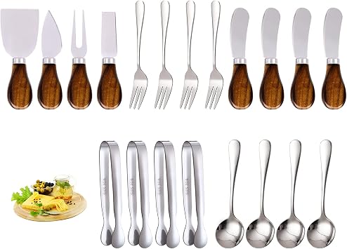 Charcuterie Accessories 20 Pcs, Cheese Spreaders for Charcuterie Board, Mini Serving Spoons, Forks and Mini Serving Tongs - Charcuterie Utensils for Butter, Cheese and Pastry Making