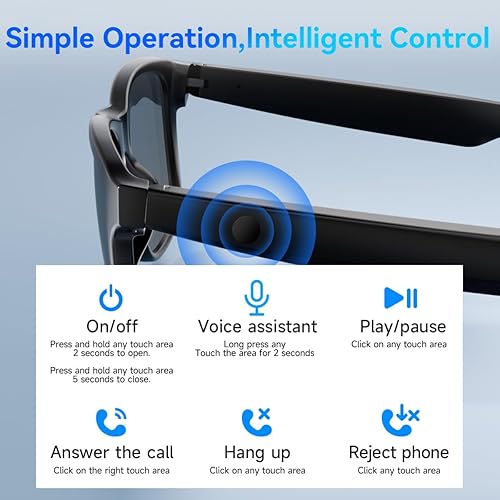 Miniatura 4 de Lentes inteligentes para mujeres y hombres, gafas Bluetooth con lentes fotocrómicas, micrófono y altavoces integrados, lente de luz anti-azul con