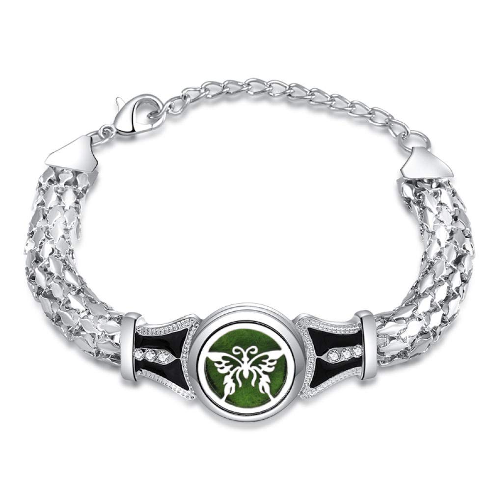 Home Wang Aromatherapy Pendantaroma Diffuser Angel Wings Bracelets & Bangles Stainless Steel Magnetic Essential Oil Aromatherapy Perfume Lockets Women Jewelry