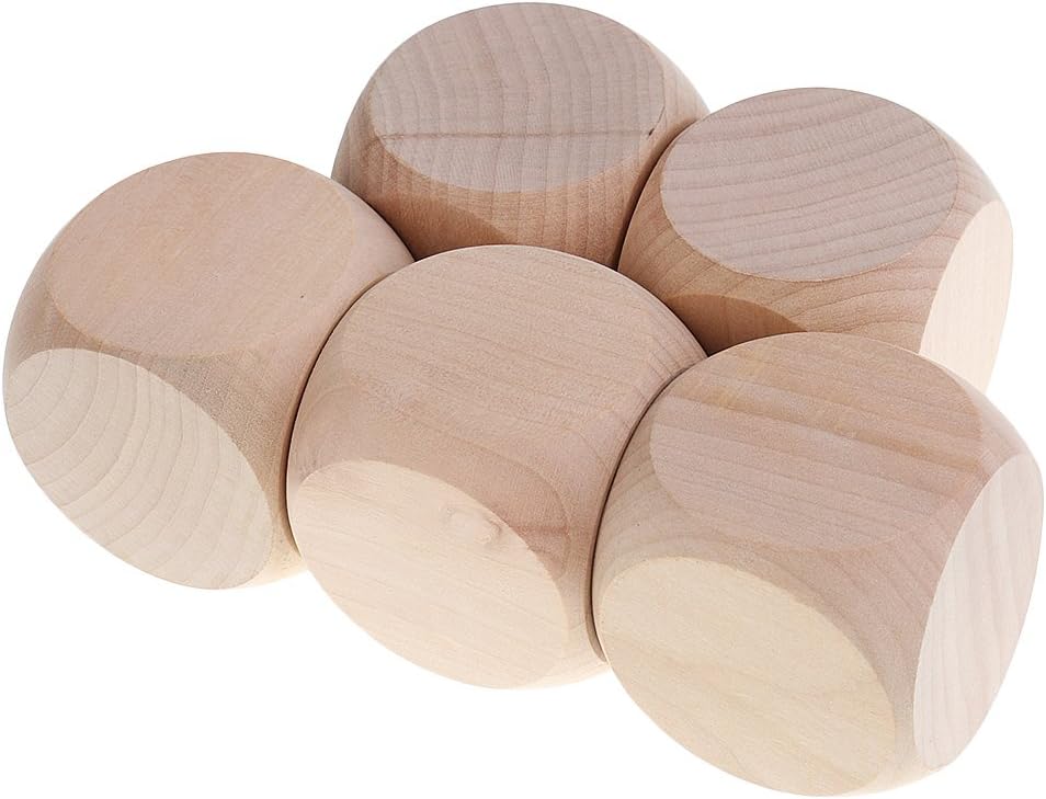 5Pc Wood Dices Set Blank for Dungeons & Dragon RPG MTG Casino Party Supplies