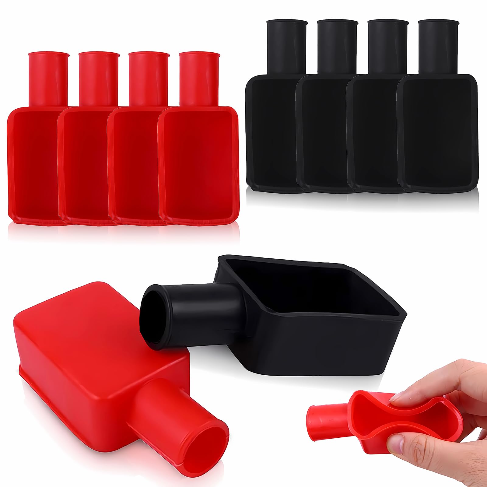 10 Pcs Battery Terminal Covers, Battery Terminal Insulator Caps Soft Rubber Car Batterys Cover Flexible Positive Negative Insulating Stud Covers