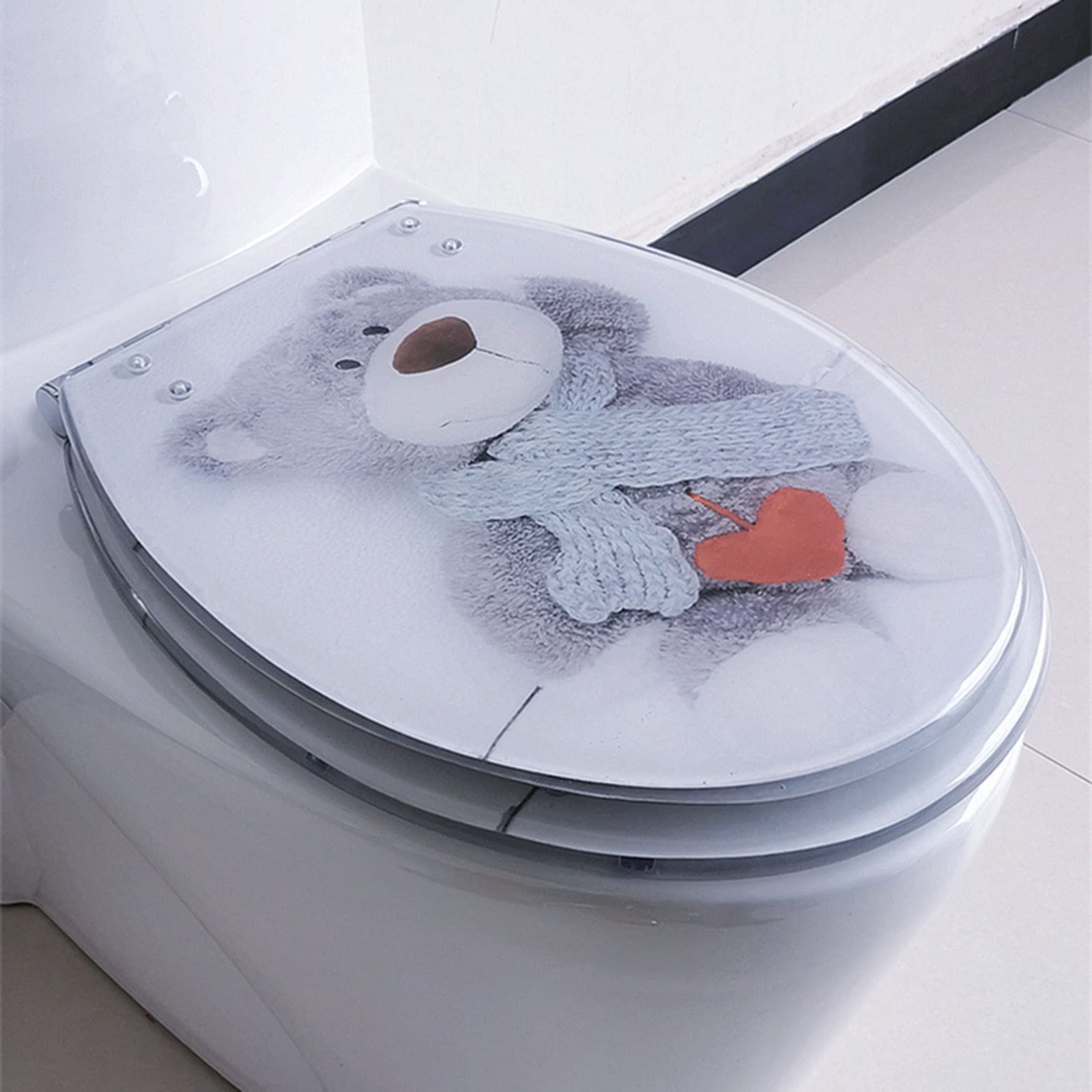 Yzweryxle C Toilet Lid, Thicken Elongated Toilet Seat Metal Hinges Soft Lose For U/V/O Toilets Removable Will Never Loosen(C)