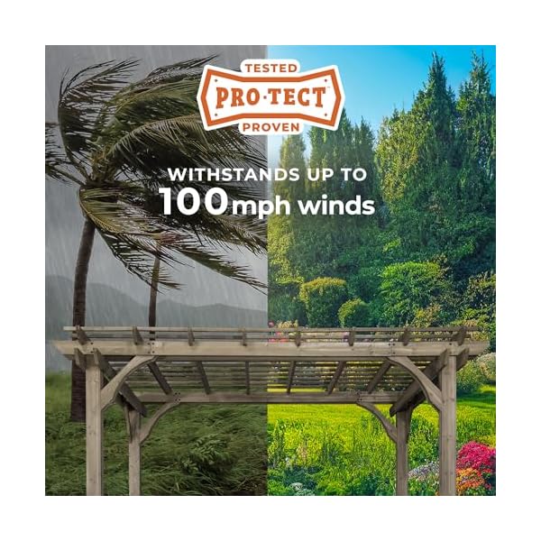 Backyard discovery somerville 14 x 10 cedar wood pergola kit with trellis roof all season durability high wind rating powerport shade for outdoor patio deck garden and entertaining  urban country home decor